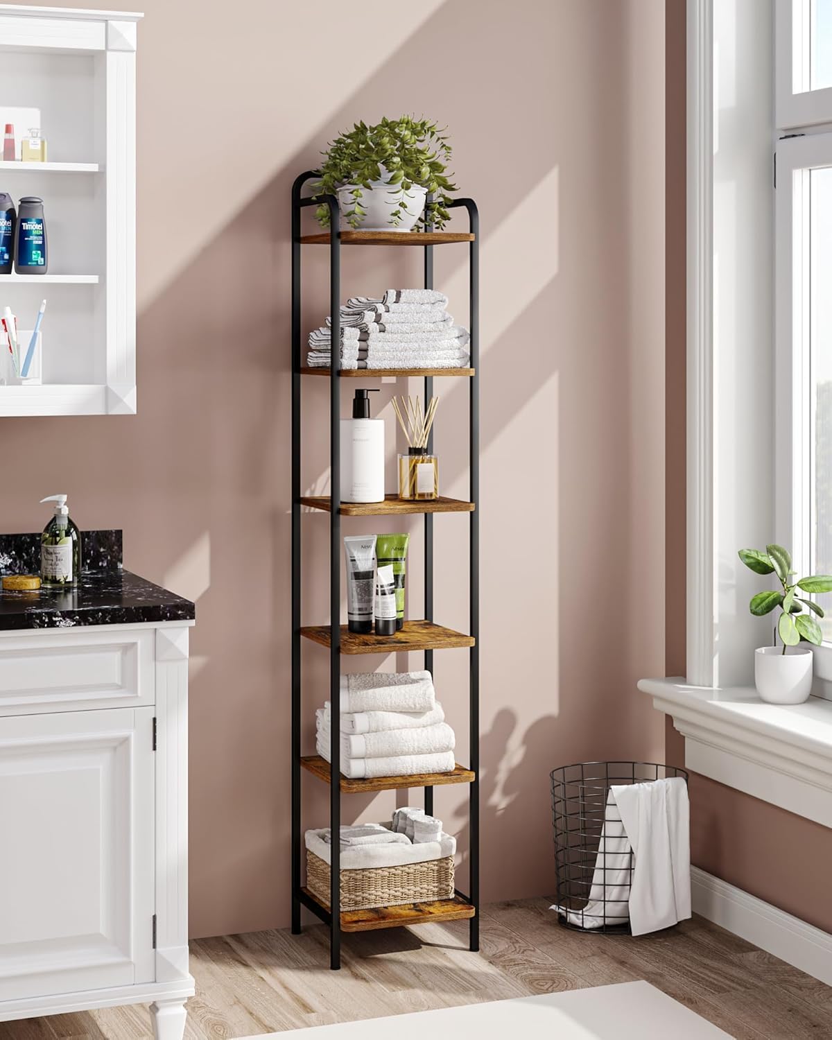 Narrow Industrial Bookcase N864