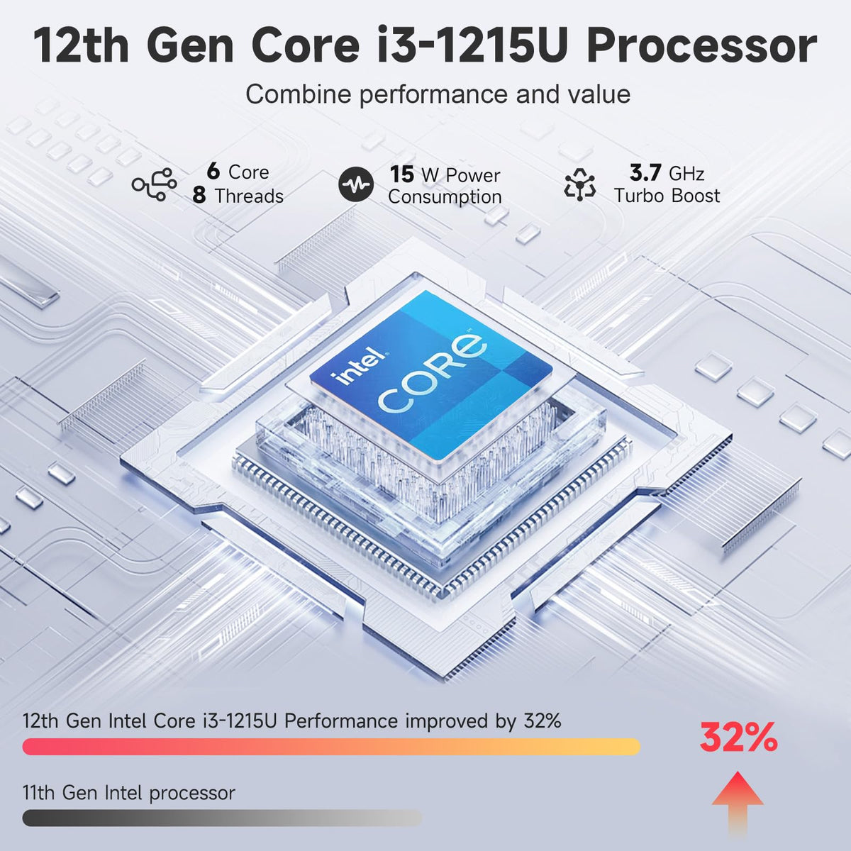 15.6" IPS FHD Laptop Intel Core i3 8GB RAM 256GB SSD N443