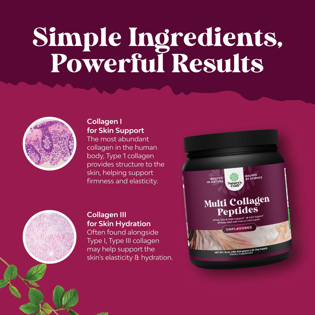 Unflavored Hydrolyzed Collagen Peptides Powder 45 Servings R81136