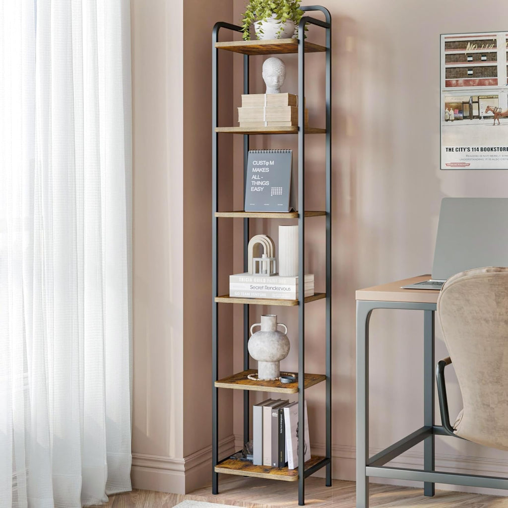 Narrow Industrial Bookcase N864