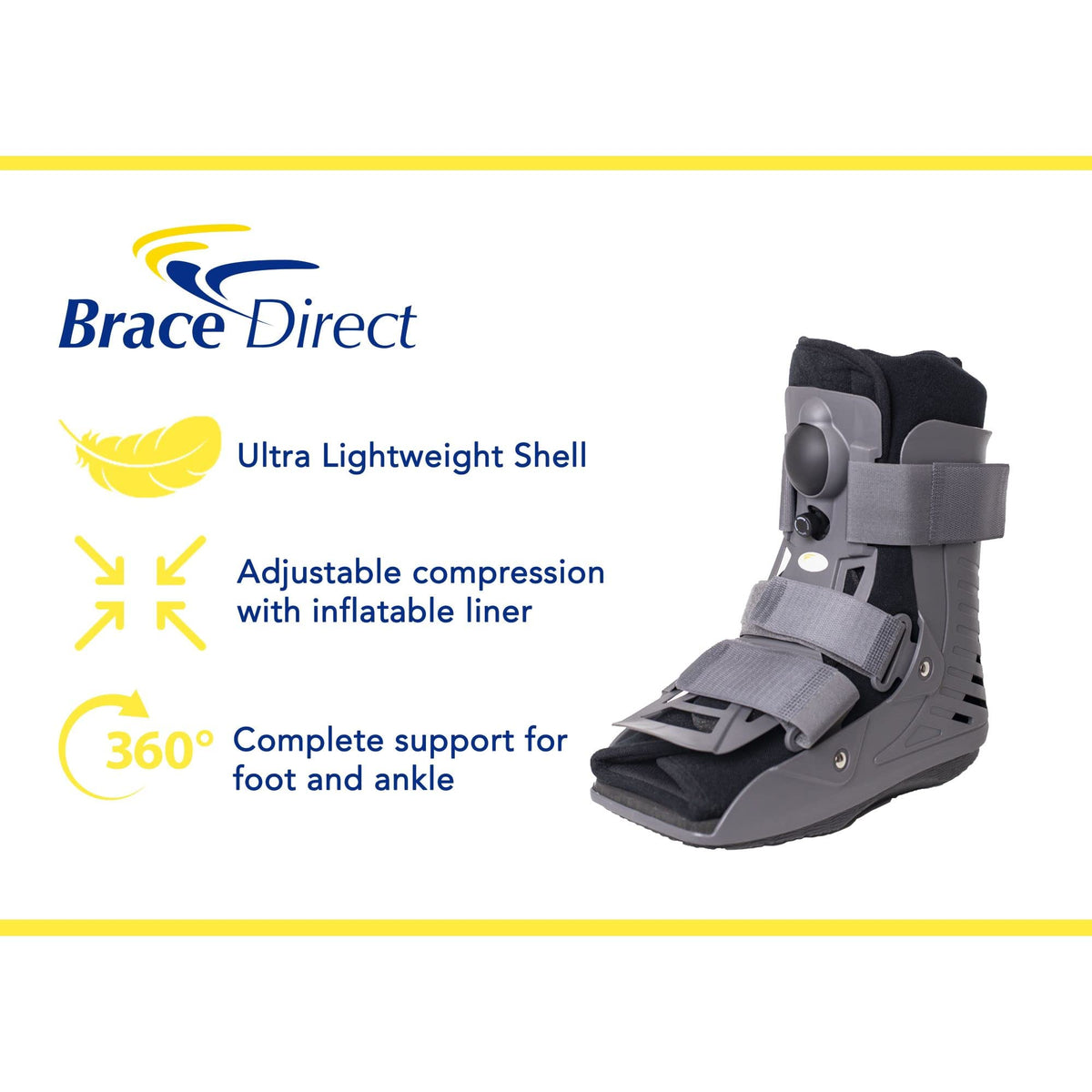Ultra Light Short Full Shell Walking Boot + Reusable Ankle & Foot Ice Pack A4872