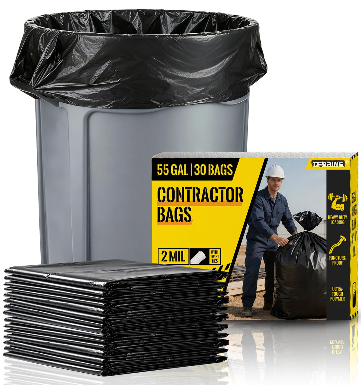 55 Gallon Heavy Duty 2 Mil Black Garbage Bags G756