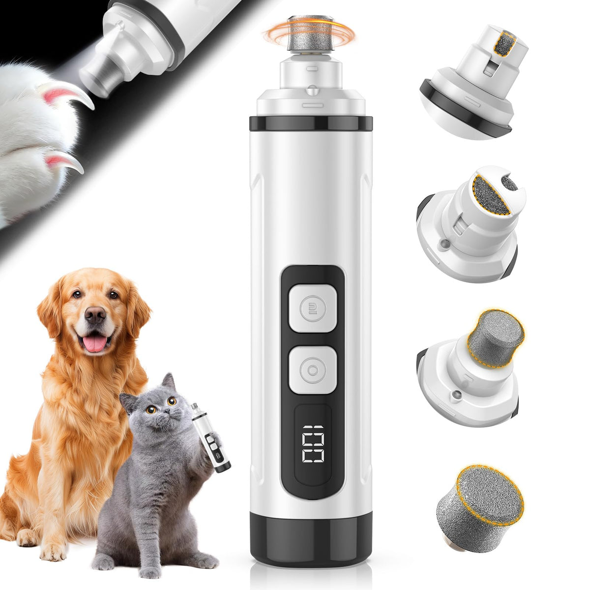Electric 3 Speeds Dog Nail Grinder with Lights F760735