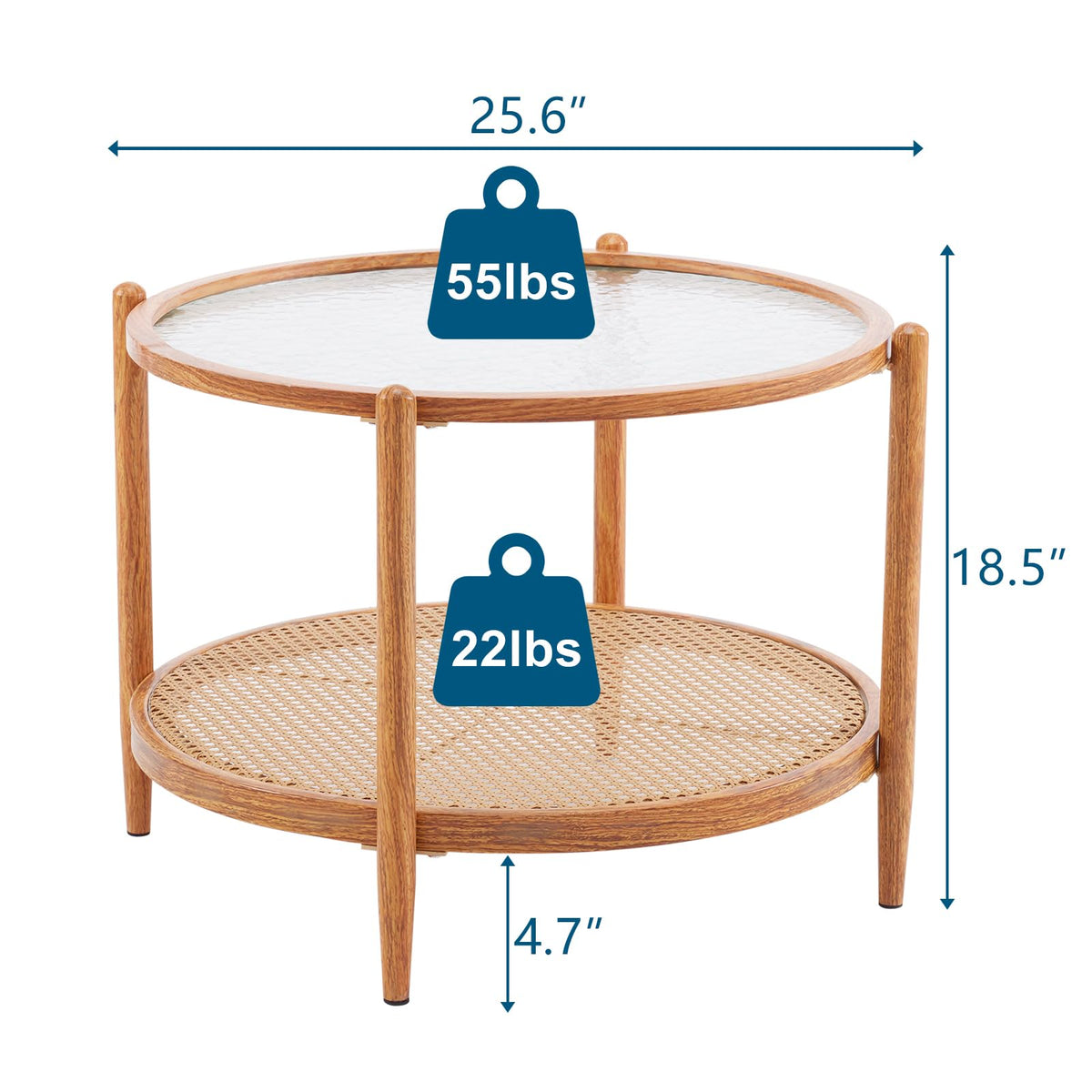 Round Glass Rattan Coffee Table W660415