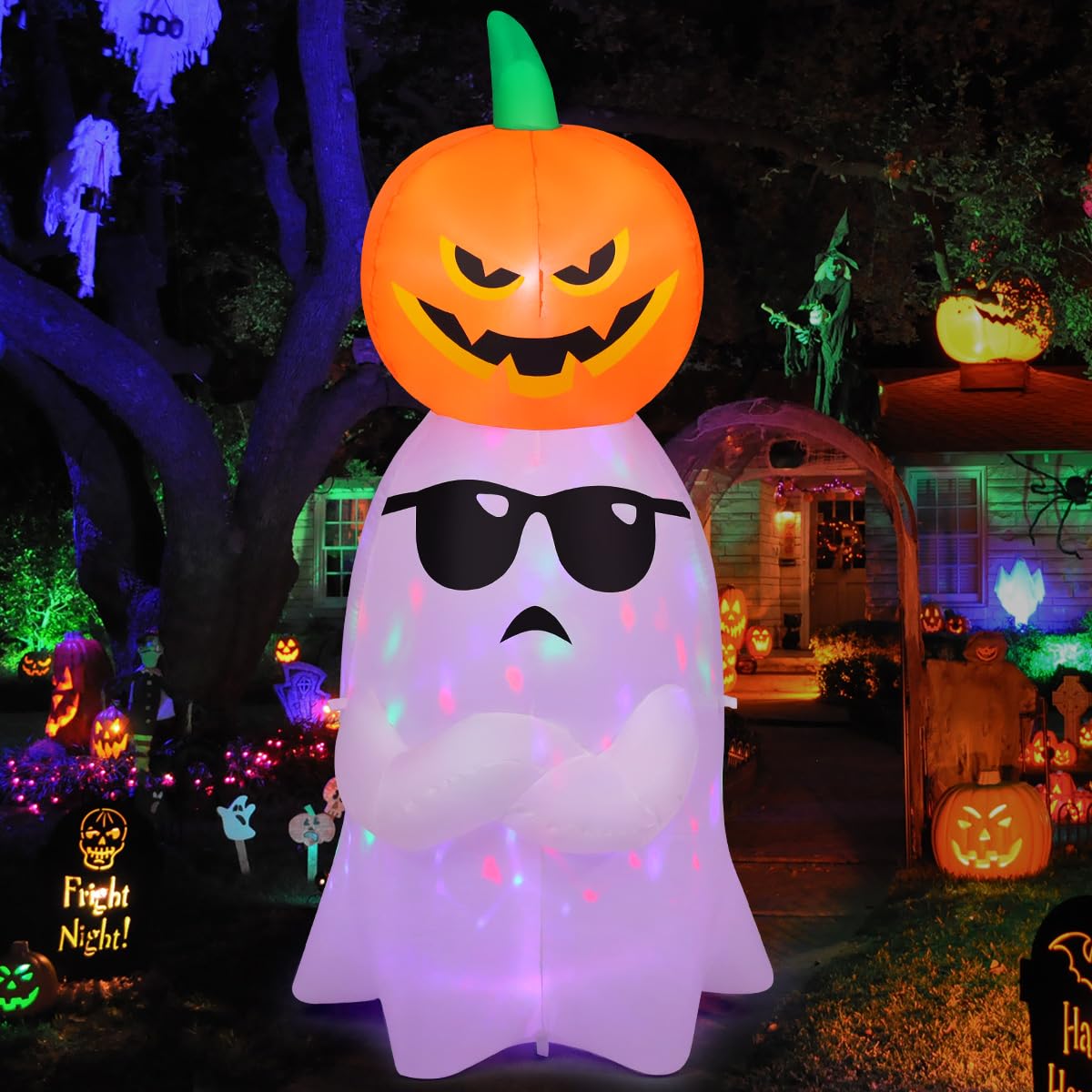6.2 FT Halloween Inflatables Ghost with Pumpkin S2346