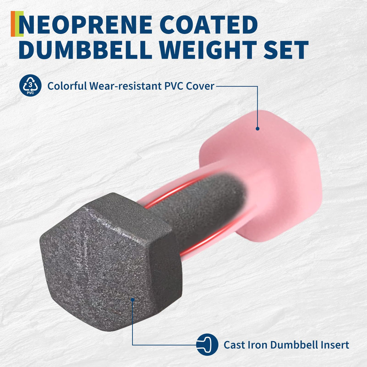 Neoprene Hex Dumbbell Set with Rack L205