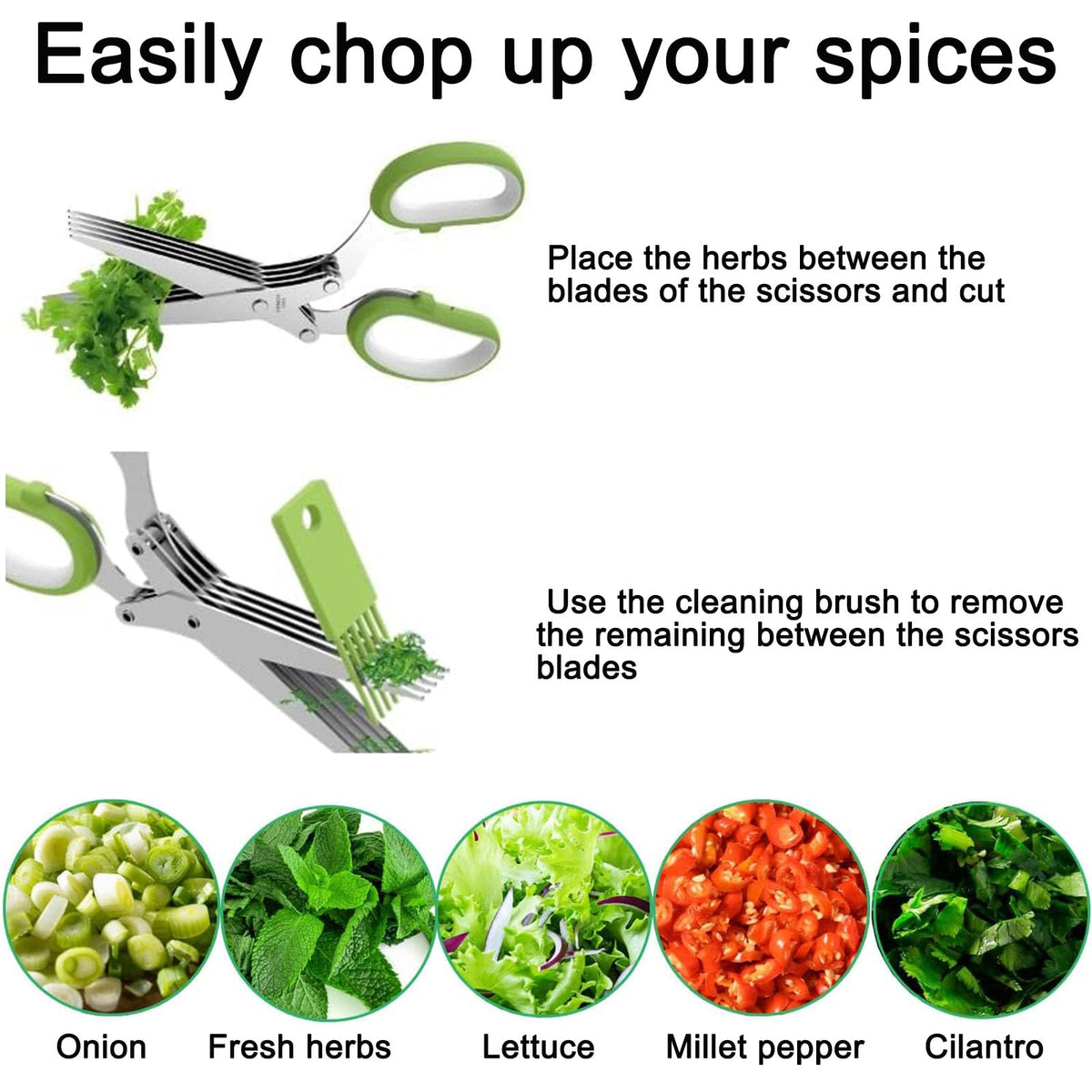 Stainless Steel 2 in 1 Garlic Press and Herb Scissors N4341
