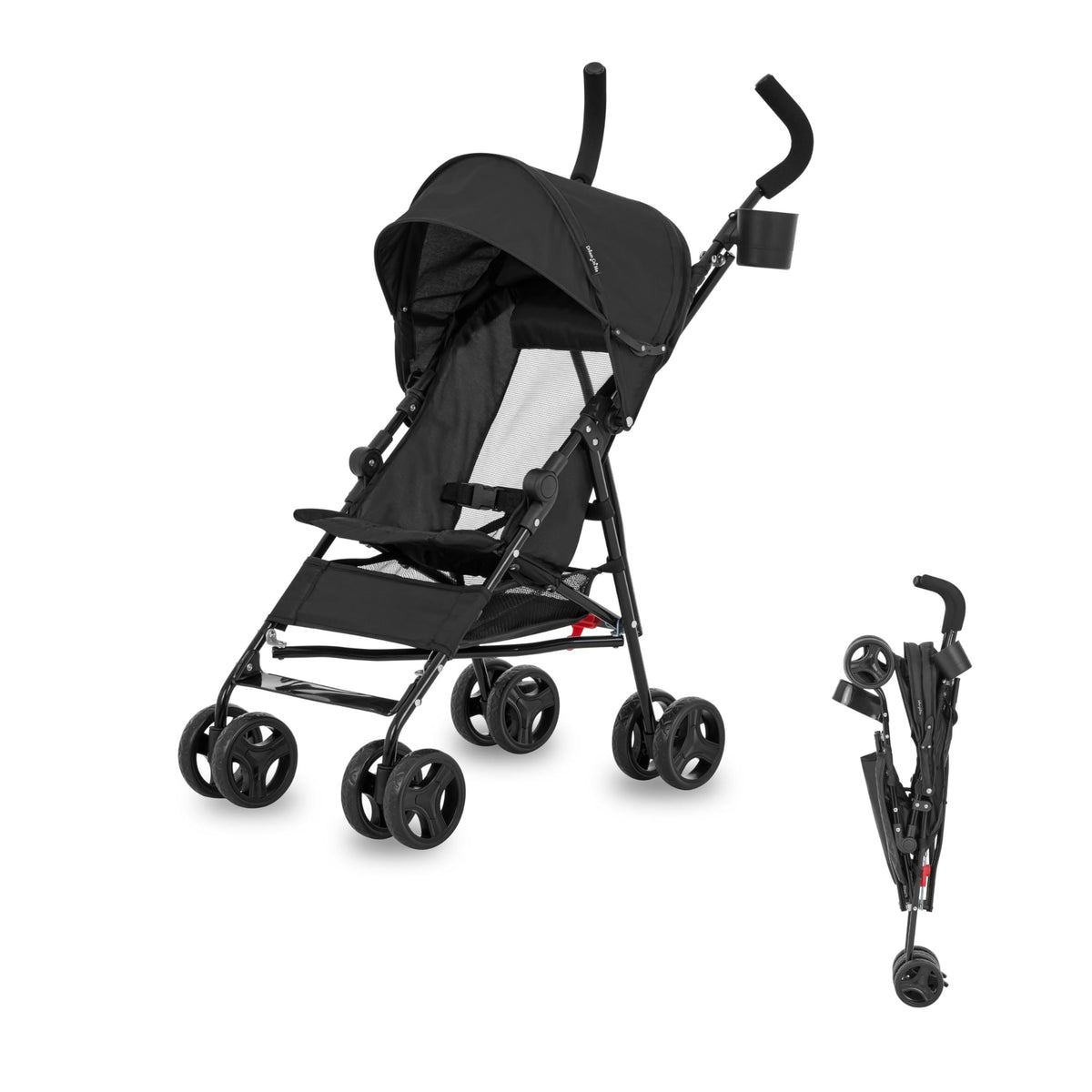 Lightweight Compact Umbrella Stroller with Cup Holder - Black D15307