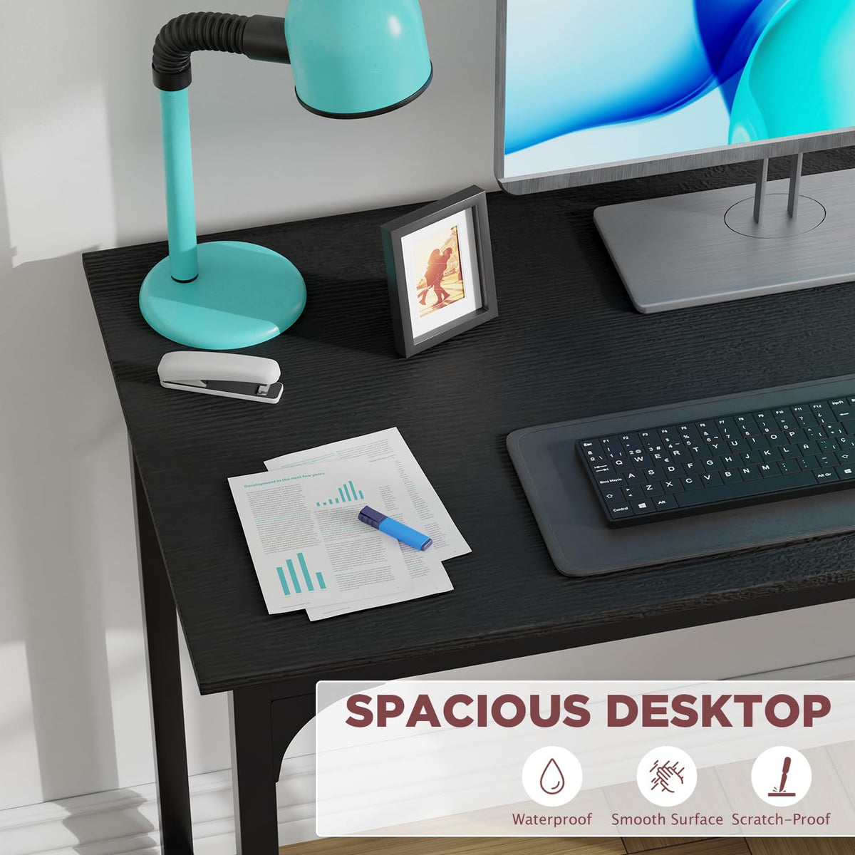 39 Inch Black Computer Desk D335