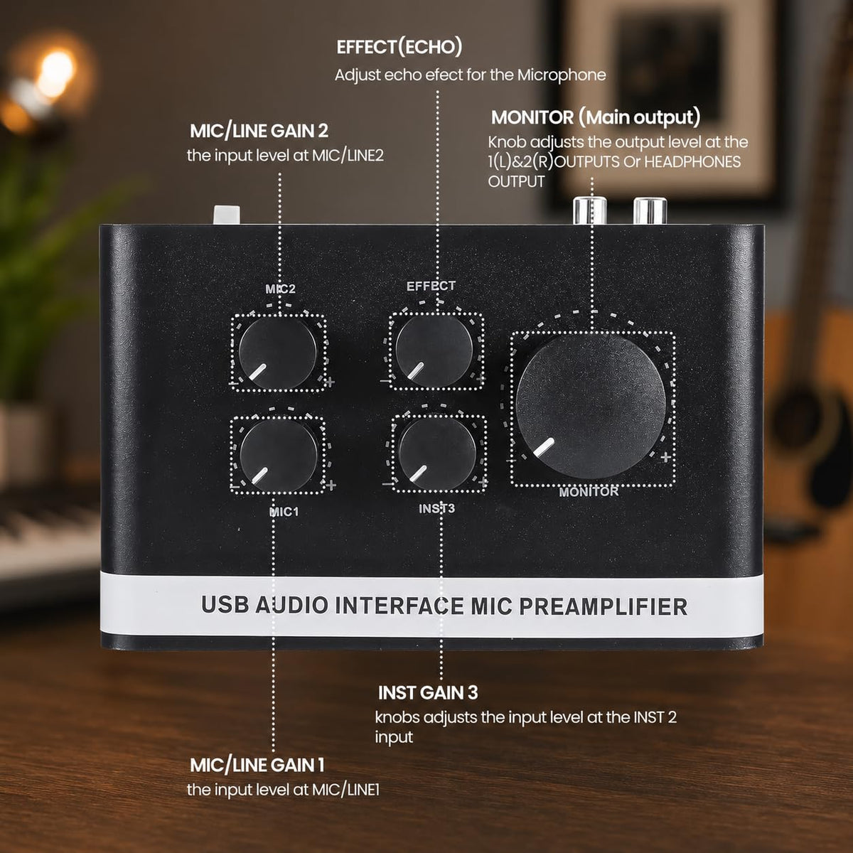 USB C Audio Interface with 48V Phantom Power V44545