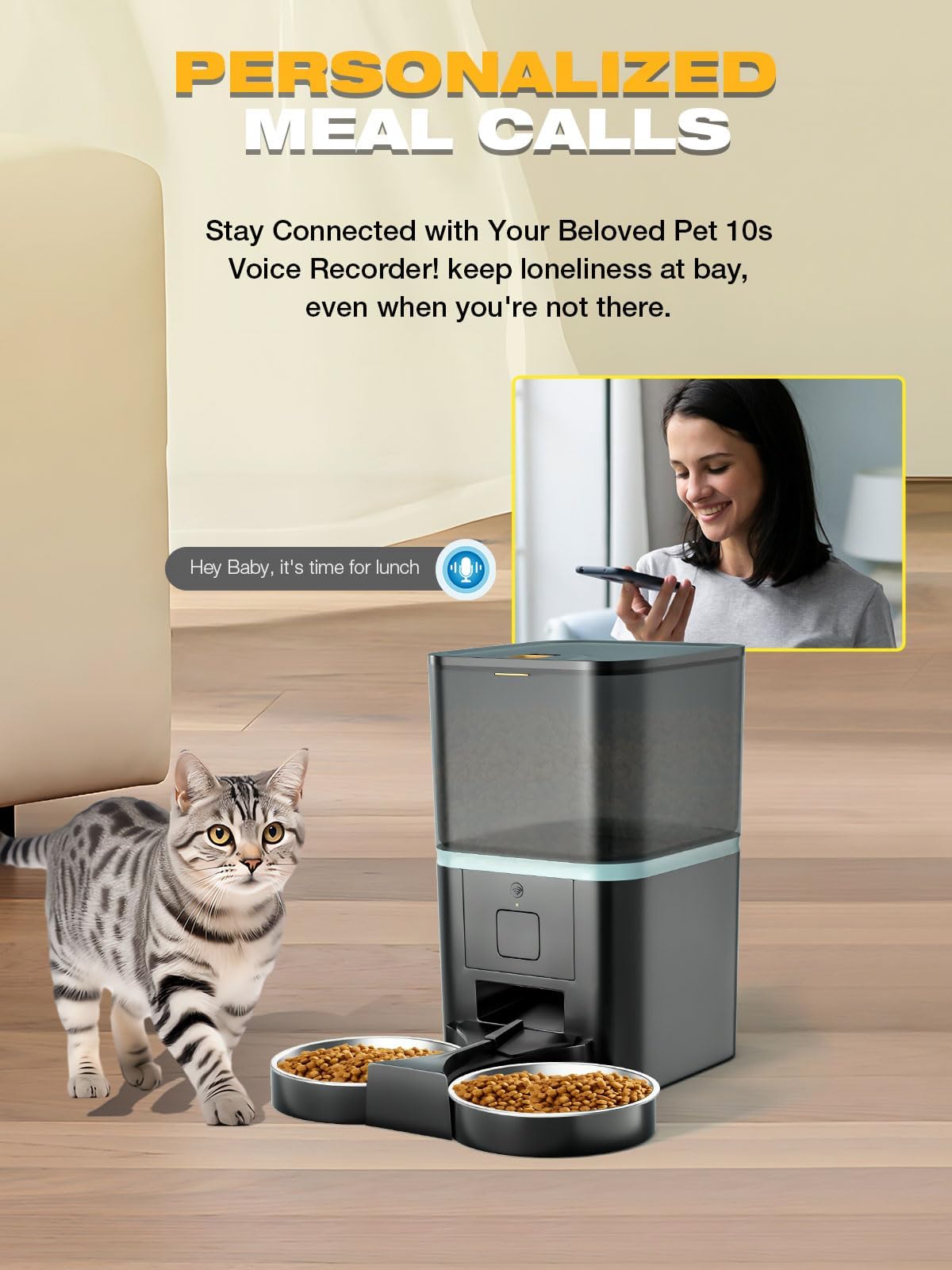 Automatic WiFi App Control Cat Feeder with Stainless Steel Bowl U412228