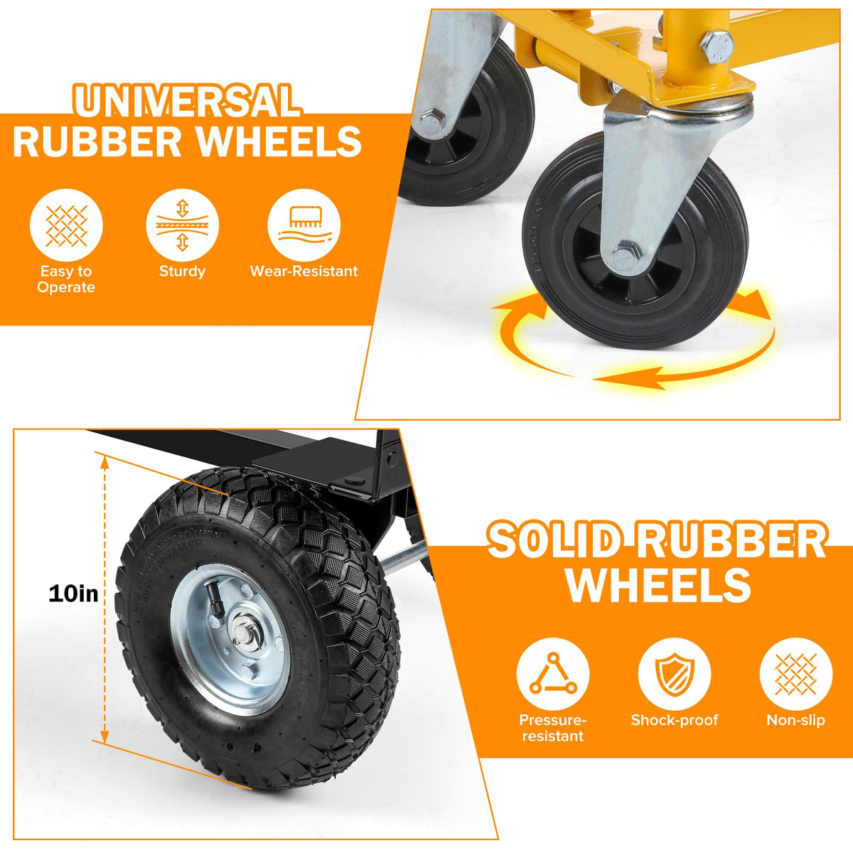 3 in 1 Convertible Hand Truck Dolly Cart with 10" Pneumatic Wheels, 1000LBS Capacity Q68298