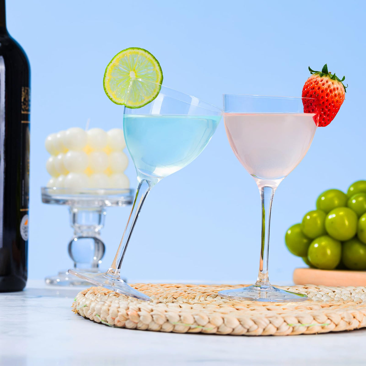 6oz Hand Blown Lead-Free Crystal Martini Glasses Set of 6 Z42774