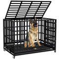 48 Inch Heavy Duty Dog Crate Kennel with Wheels W4986