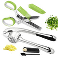 Stainless Steel 2 in 1 Garlic Press and Herb Scissors N4341
