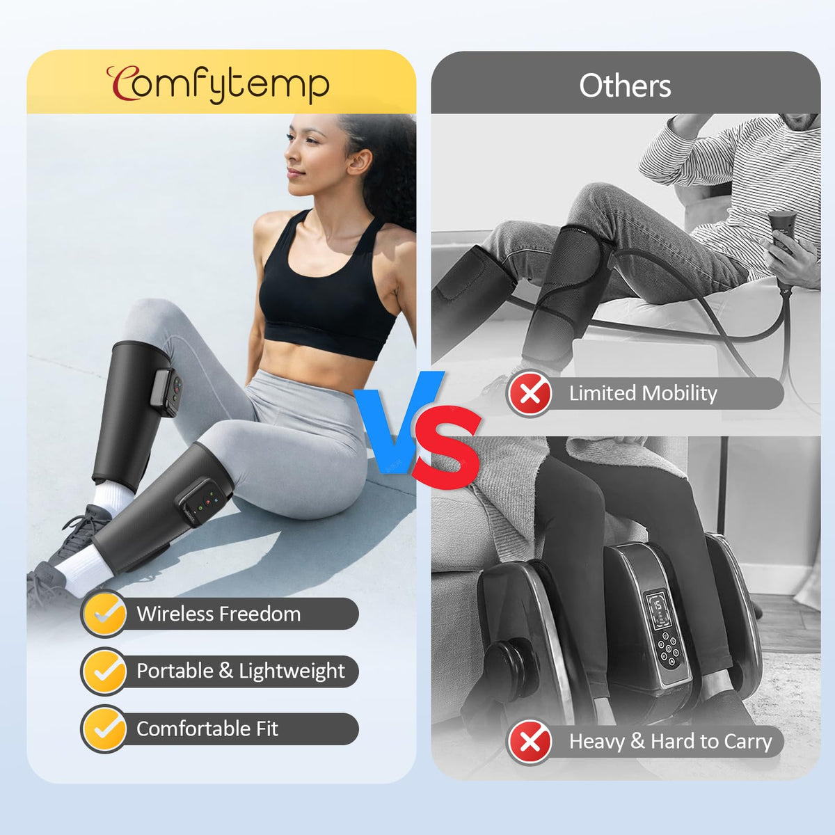 Cordless Air Compression Calf Massager with Heat D73788