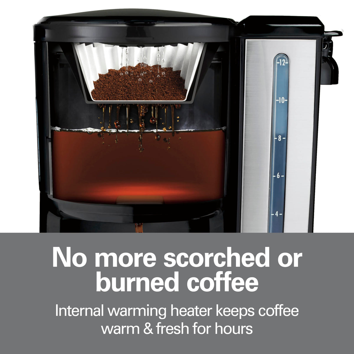 12 Cup Programmable Coffee Maker with 60 oz Removable Reservoir, Black & Stainless Steel V324