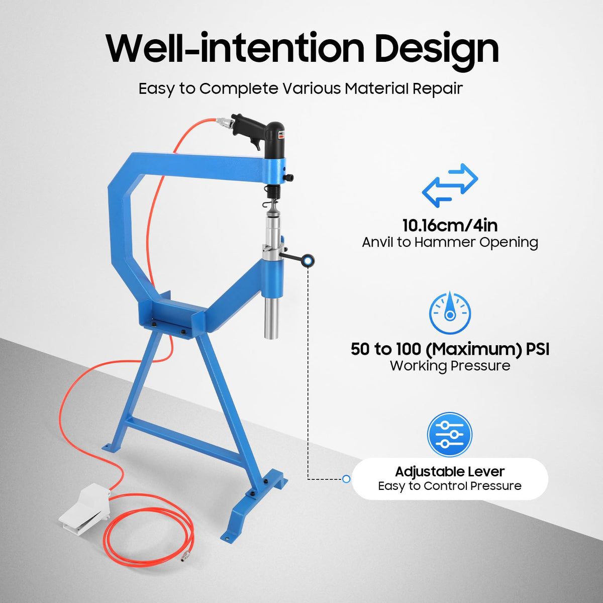 4" Pneumatic Planishing Hammer with Cast-Iron Stand K7293