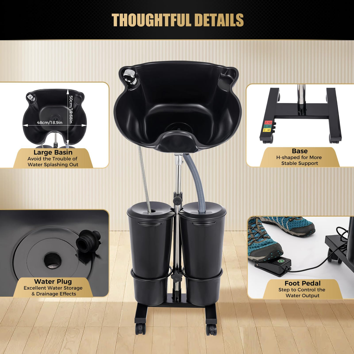 Electric Double Bucket Salon Sink Portable Shampoo Bowl U39695