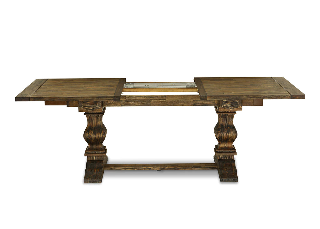 9 Piece Walnut Dining Table Set with 8 Grey Linen Chairs H302