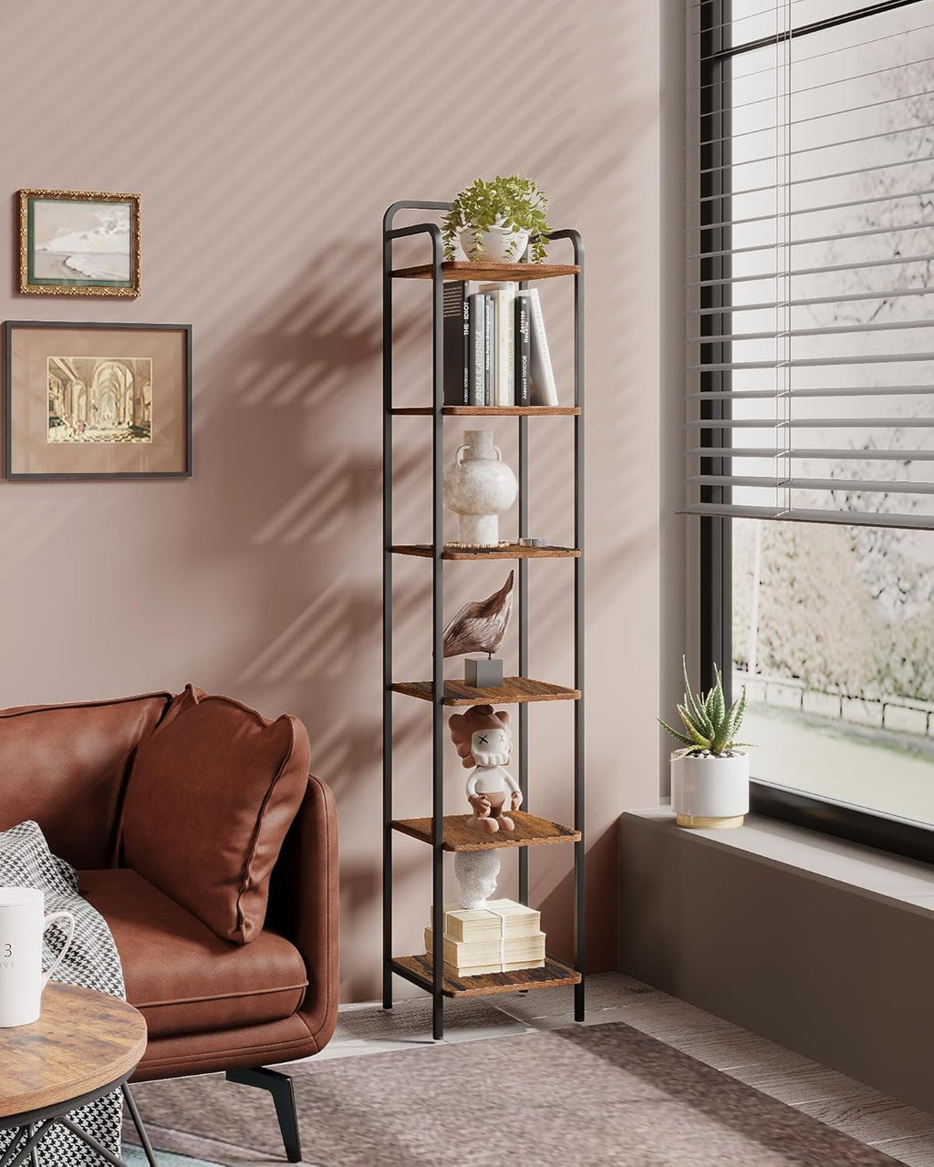 Narrow Industrial Bookcase N864