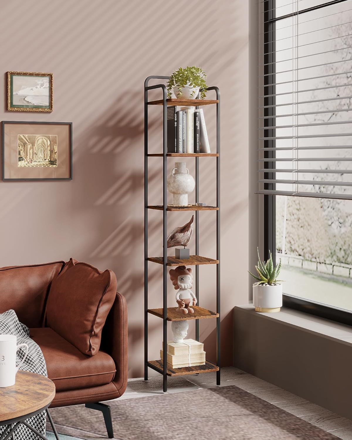 Narrow Industrial Bookcase N864