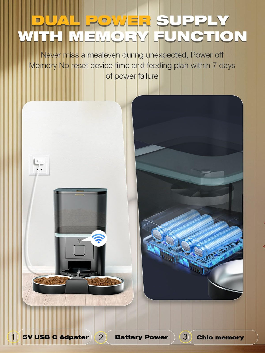 Automatic WiFi App Control Cat Feeder with Stainless Steel Bowl U412228