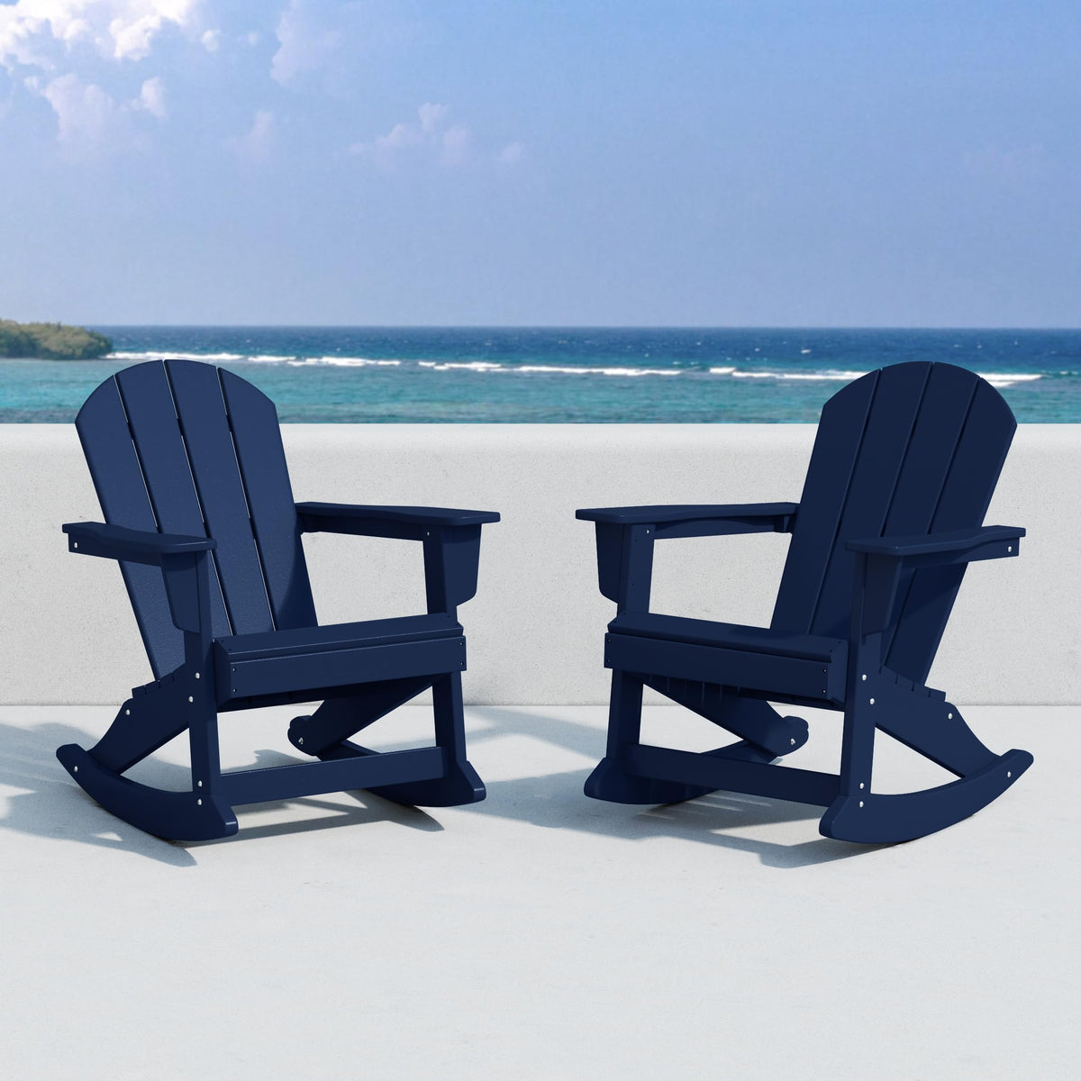 Navy Blue Poly Adirondack Chair Set of 2 G2016
