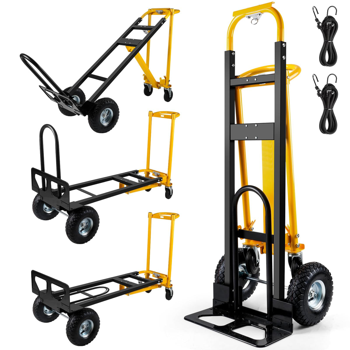 3 in 1 Convertible Hand Truck Dolly Cart with 10" Pneumatic Wheels, 1000LBS Capacity Q68298