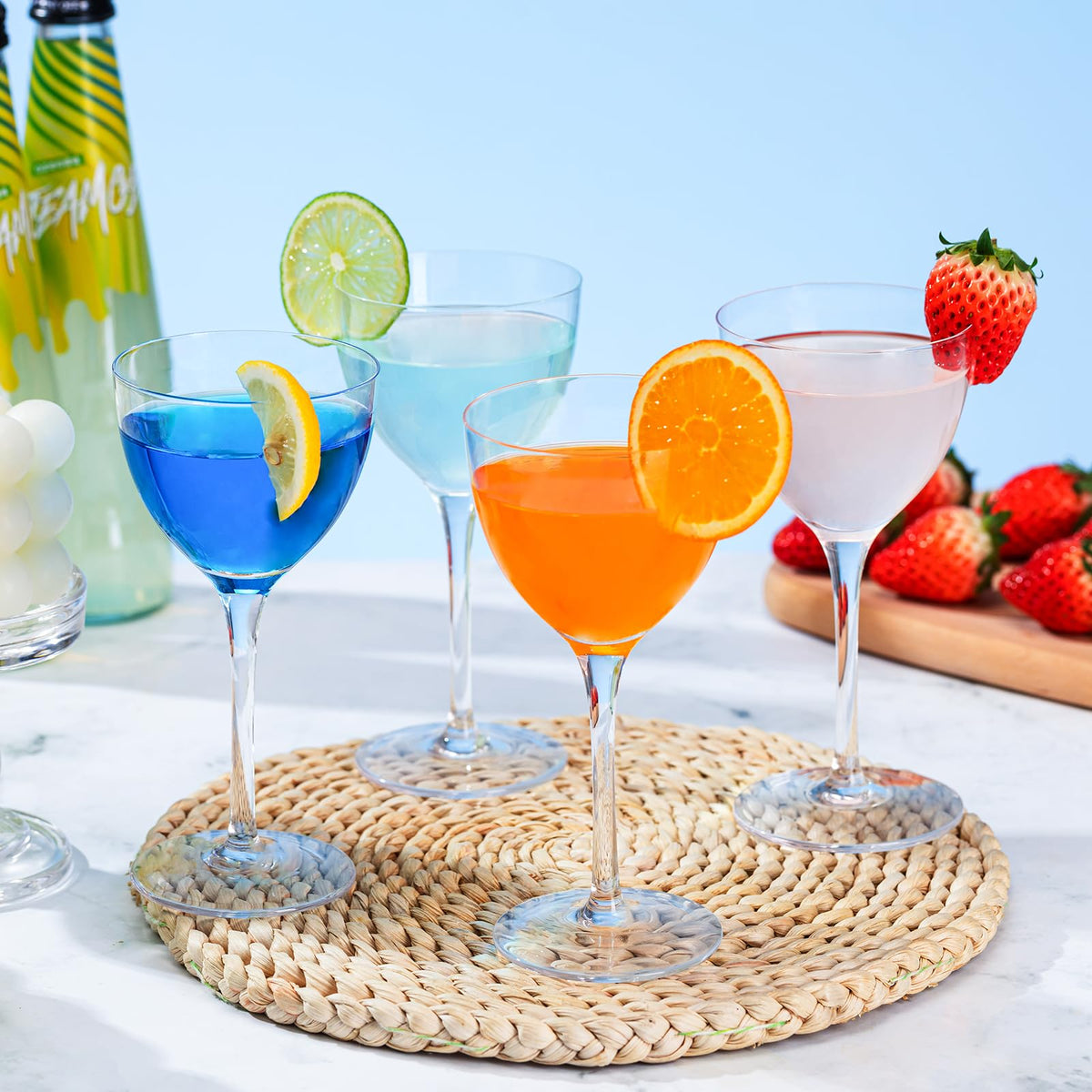 6oz Hand Blown Lead-Free Crystal Martini Glasses Set of 6 Z42774