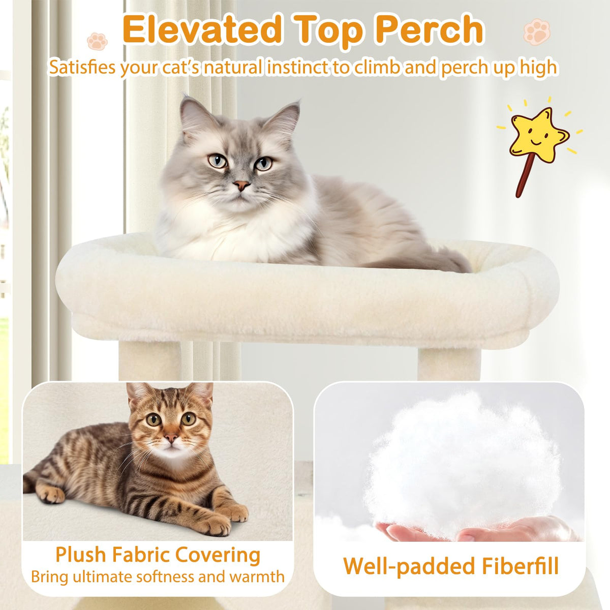 70 Inch Multi-Level Cat Tree with Sisal Scratching Posts and Condos P55710