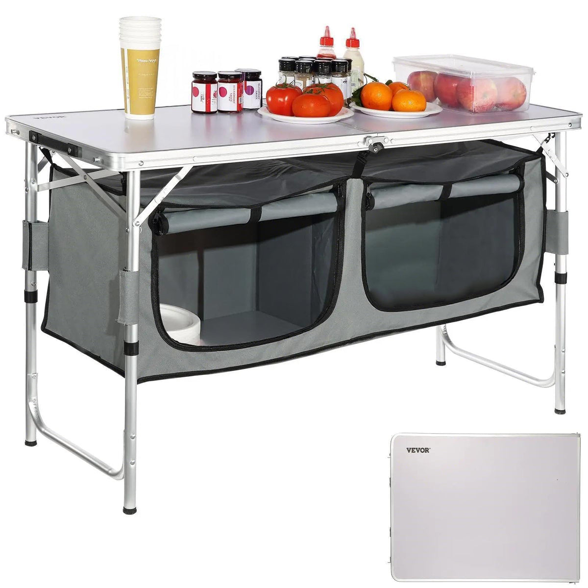 Folding Camping Cooking Table with Storage Organizer K972026