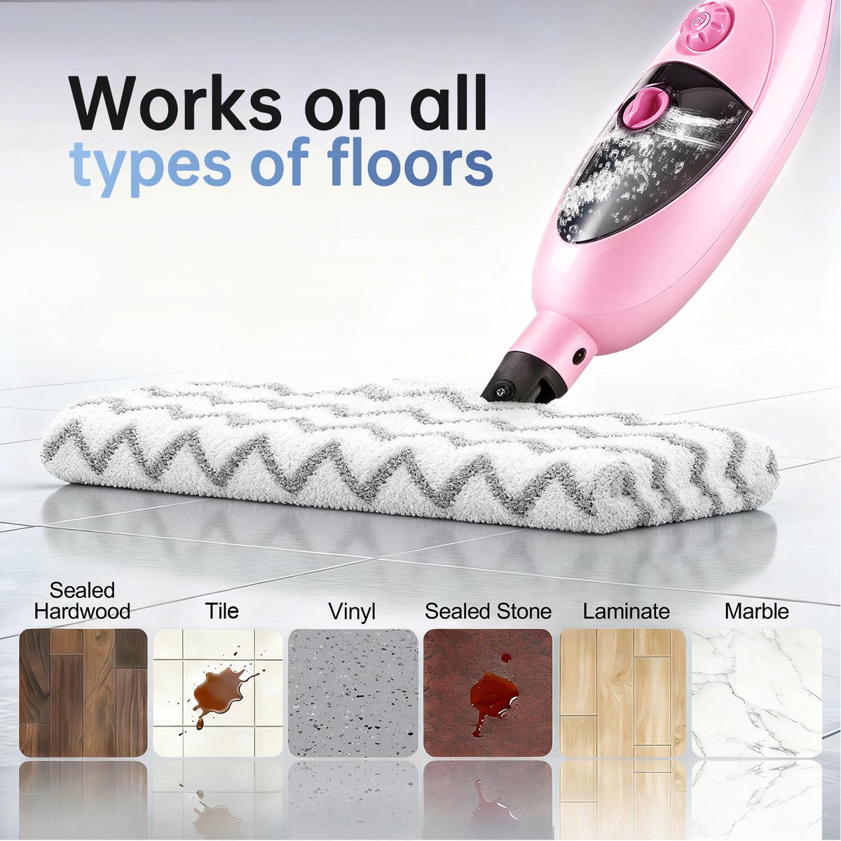 1200W Steam Mop Cleaner with Double-Sided Pads L680