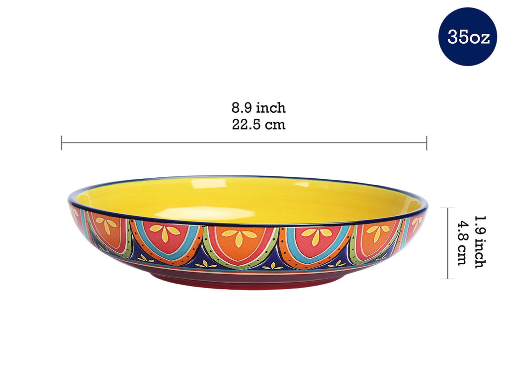 Ceramic Pasta Bowl Set of 9, Microwave & Dishwasher Safe Y35241