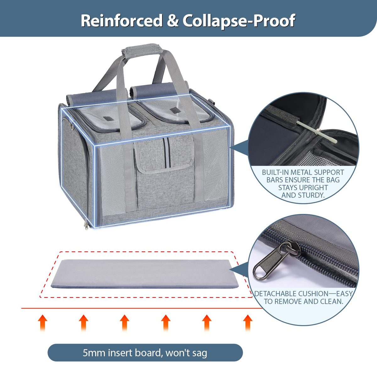 Large Expandable Soft-Sided Cat Carrier D1266