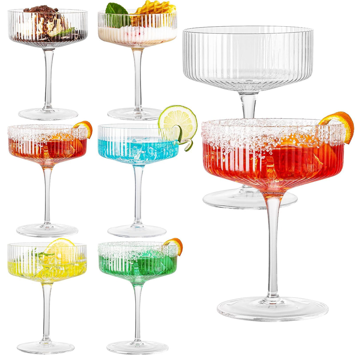Set of 6 Ribbed Coupe Cocktail Glasses E5808