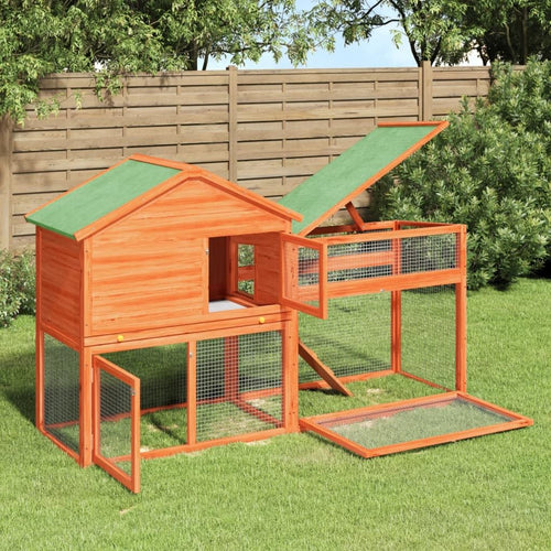 2-Tier Wooden Rabbit Hutch Small Animal Cage M59200