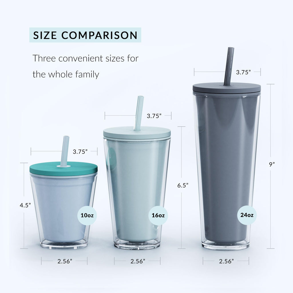 Clear 16oz Insulated Acrylic Tumbler with Lid and Straw, 2 Pack A235116
