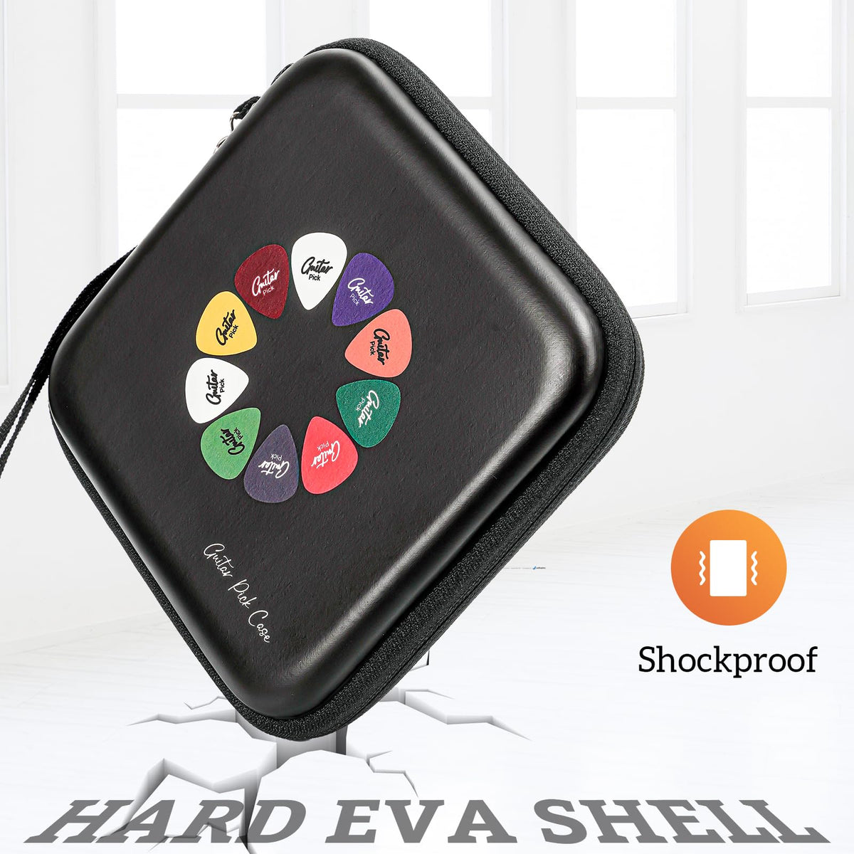 Black Guitar Pick Case Holds 84 pcs Picks W447