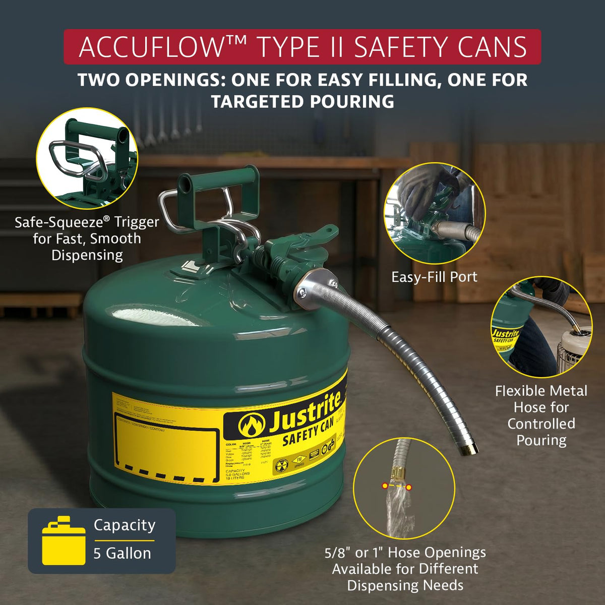 Green Galvanized Steel Safety Can P854589
