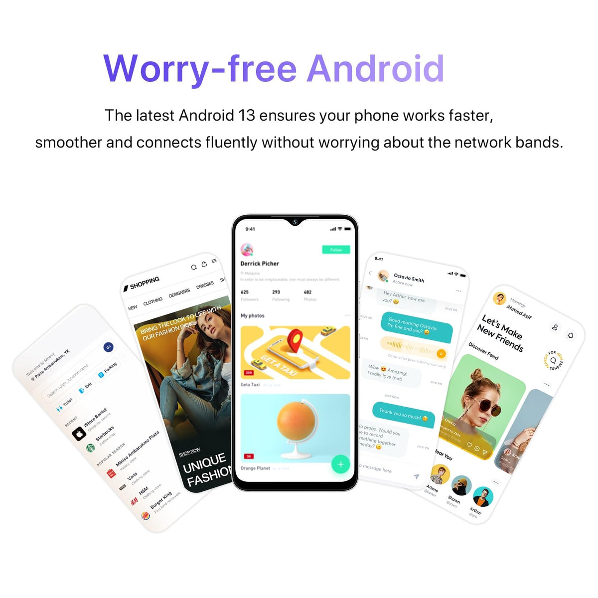 Unlocked Cell Phone Android Smartphone 6.52" Full Screen 5000mAh Black H30376