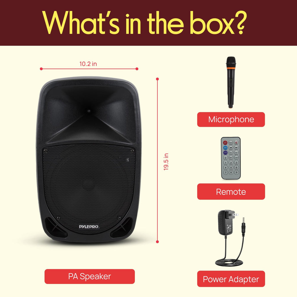 1000W Portable Bluetooth PA Speaker with 10'' Subwoofer and Wireless Mic C8817