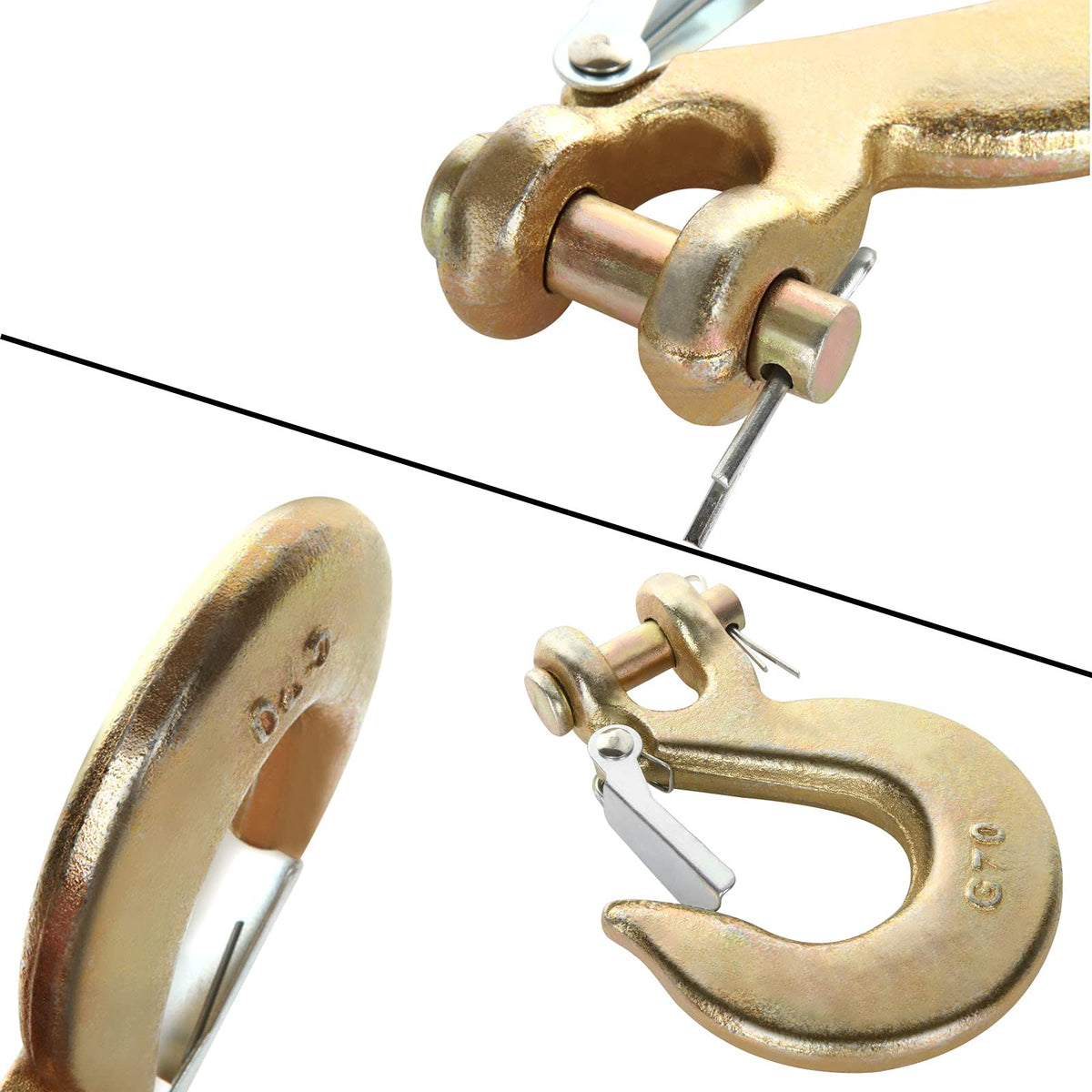 3/8 Inch Heavy Duty Forged Steel Clevis Slip Hook with Latch, 4 Pack M23270