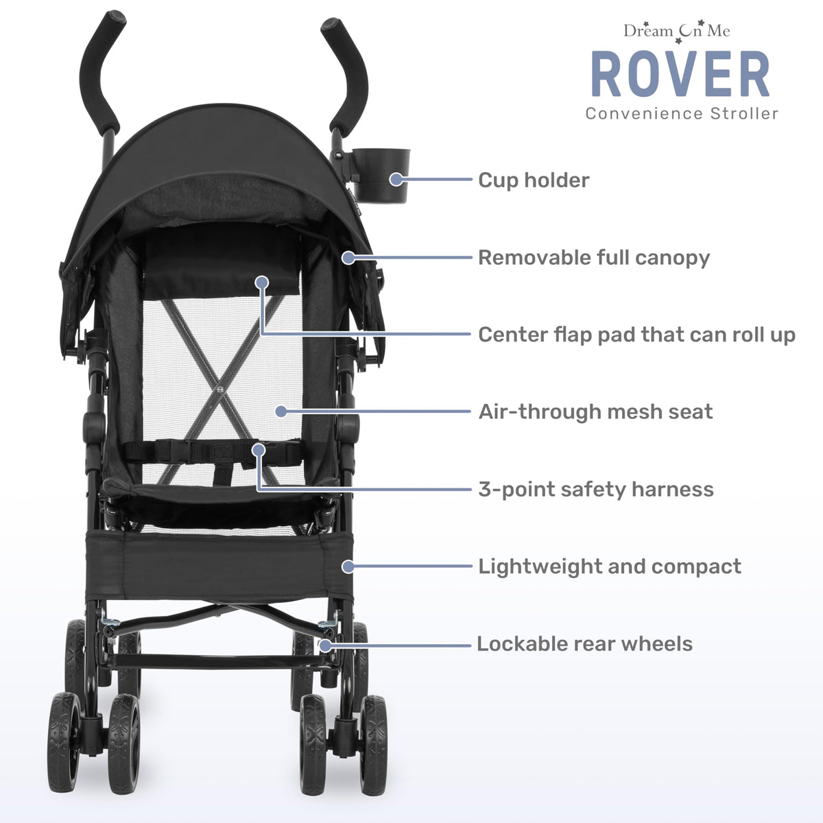 Lightweight Compact Umbrella Stroller with Cup Holder - Black D15307