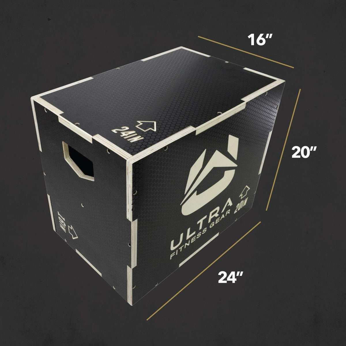 Wooden Plyo Box, 16/14/12 Anti-Slip A949