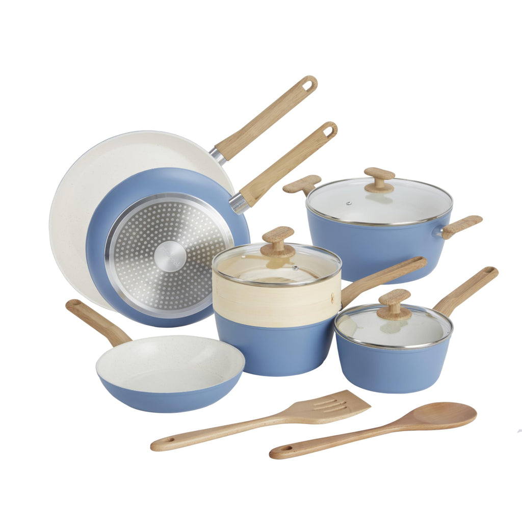 12-Piece Light Blue Ceramic Titanium-Infused Nonstick Cookware Set Z7558