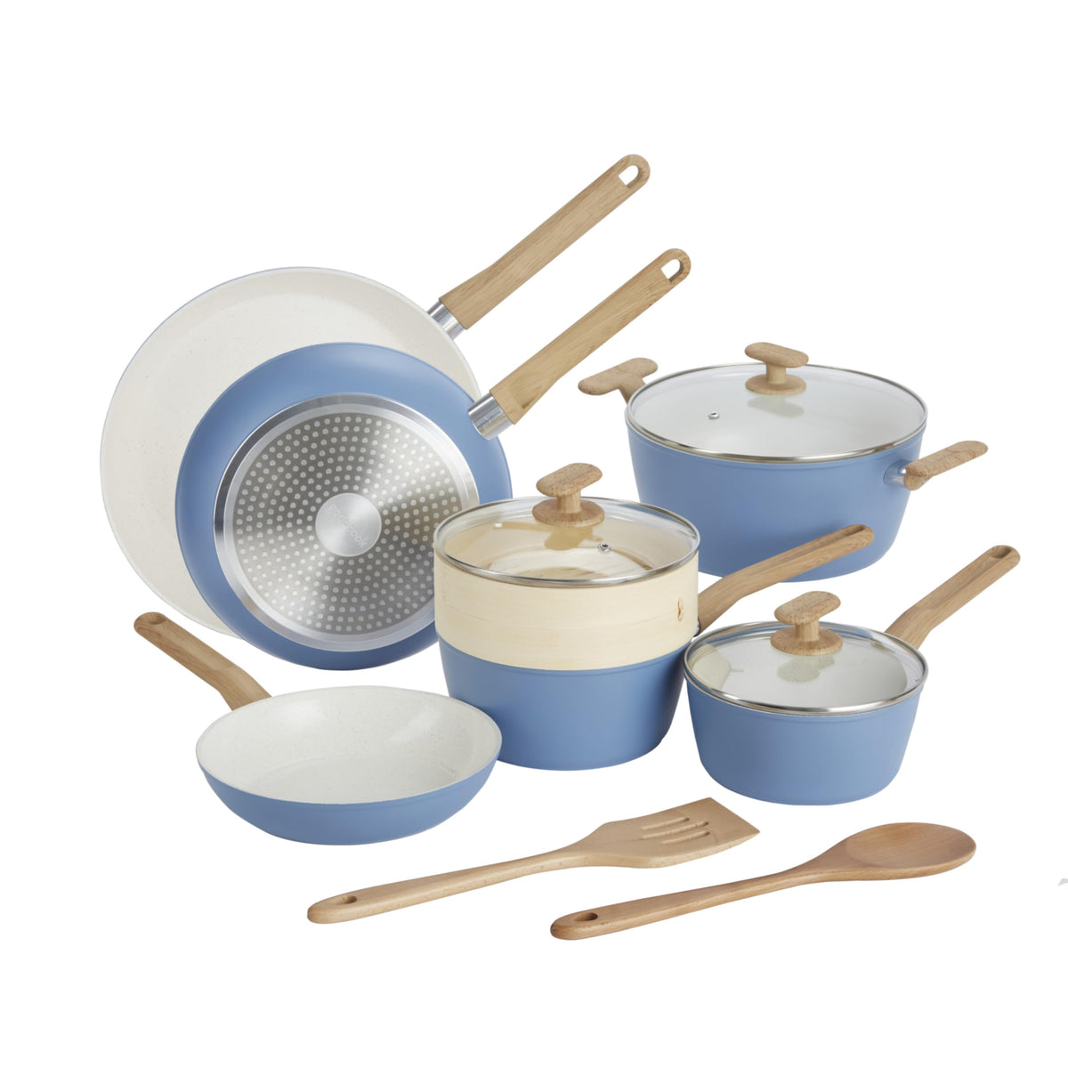 12-Piece Light Blue Ceramic Titanium-Infused Nonstick Cookware Set Z7558