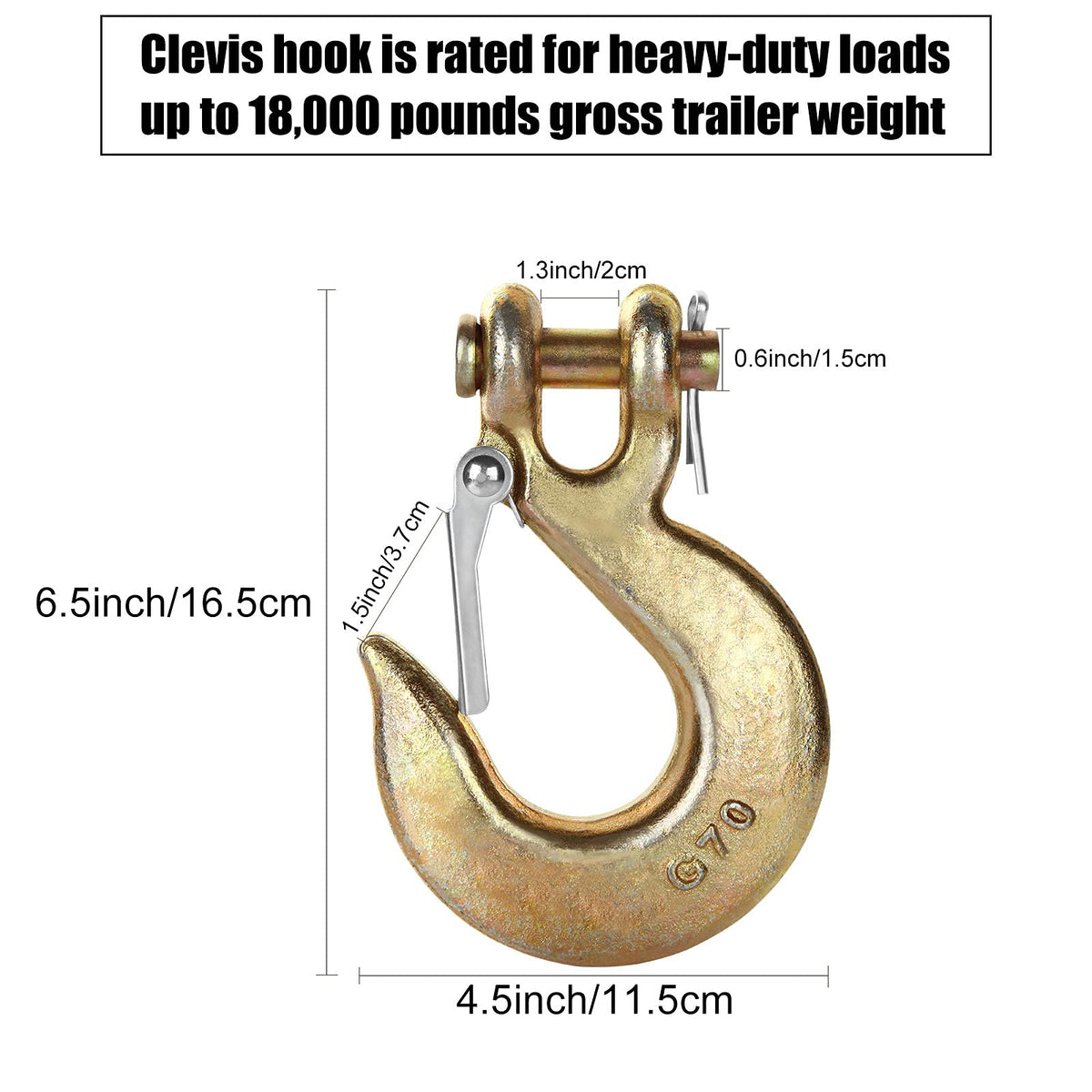 3/8 Inch Heavy Duty Forged Steel Clevis Slip Hook with Latch, 4 Pack M23270