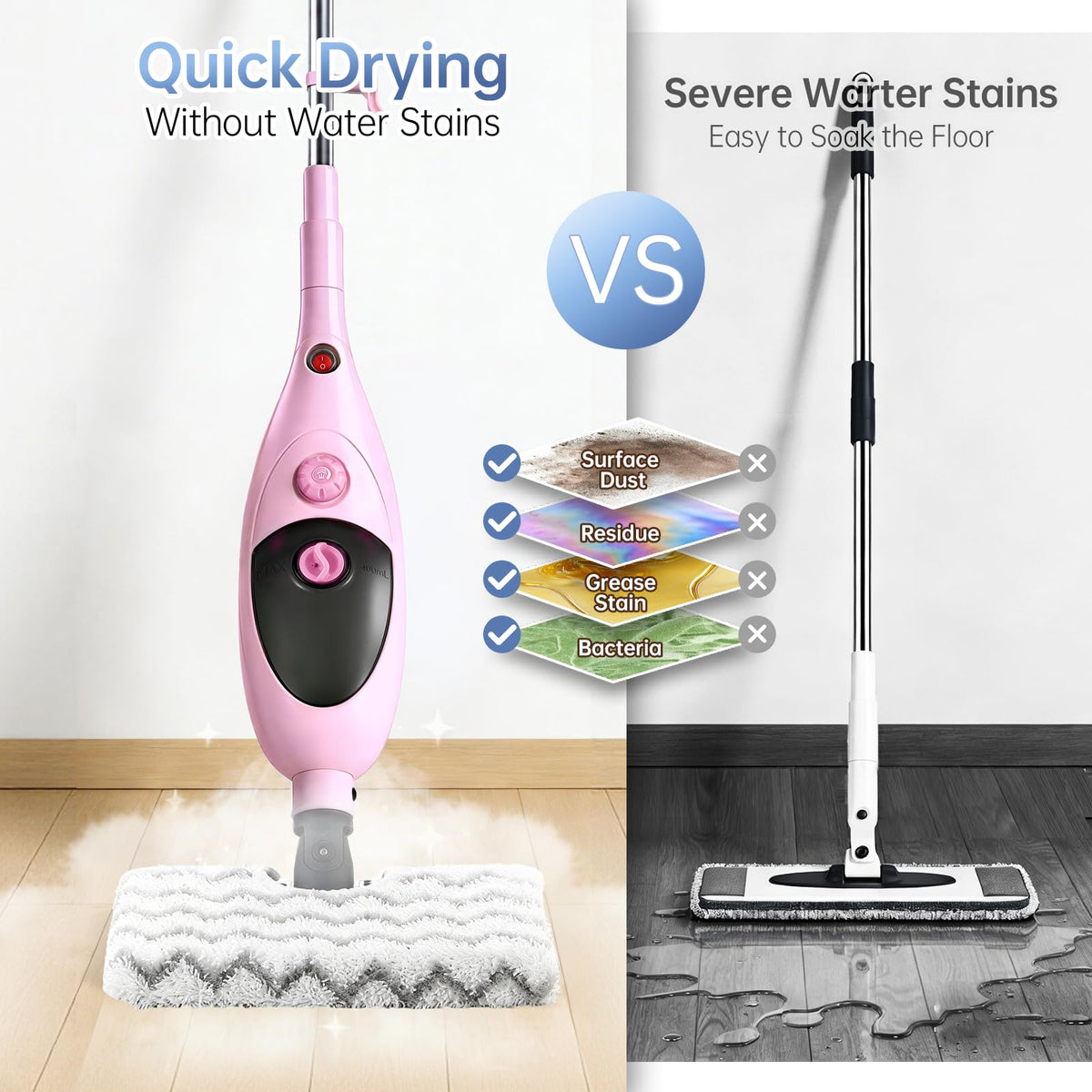 1200W Steam Mop Cleaner with Double-Sided Pads L680