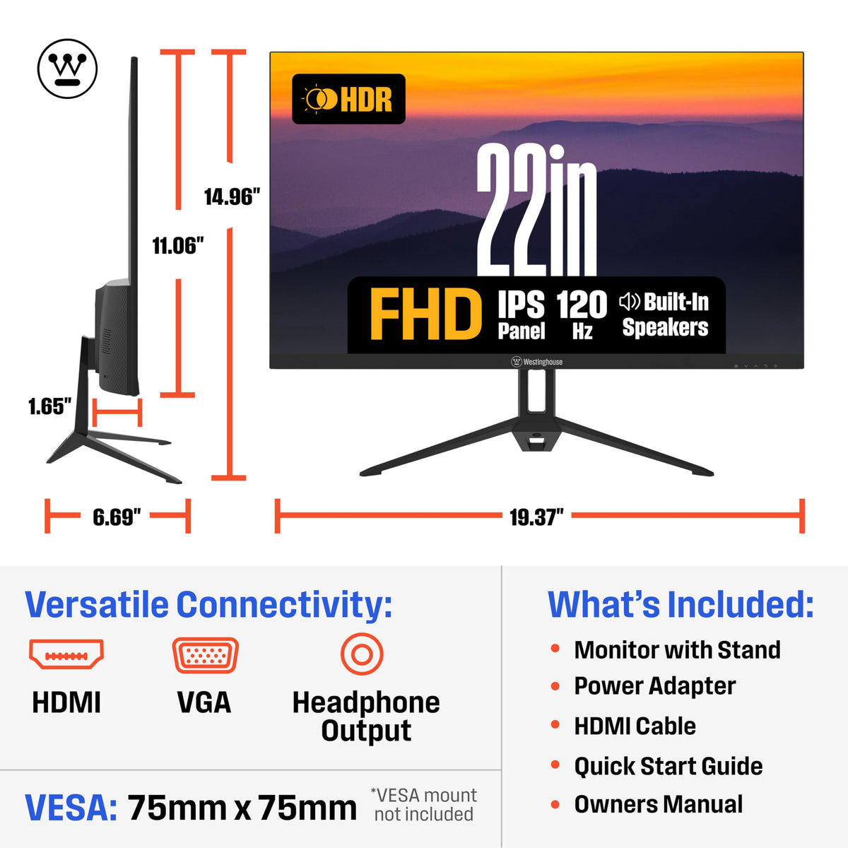 22 Inch FHD 1080P IPS 120Hz Gaming Monitor G660